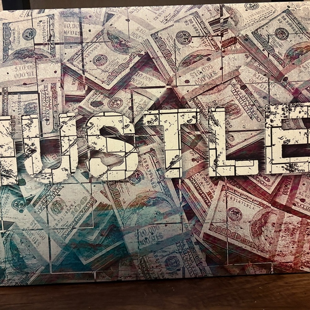 Hustle Canvas Art with Money Design